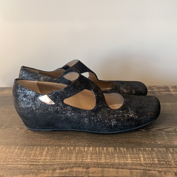 ANYI LU Suede Wedge Shoes Black And Silver - Picture 3 of 14